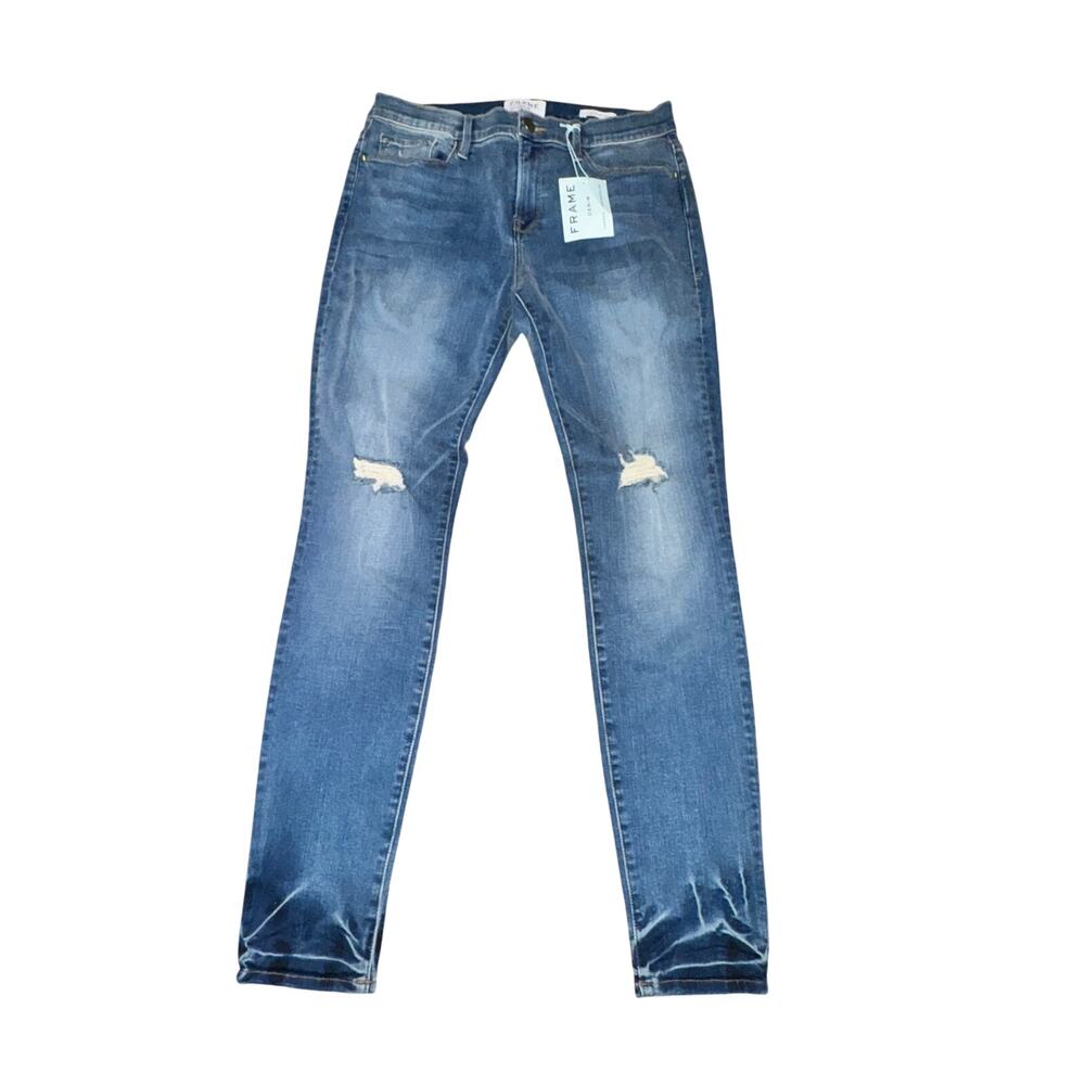 Frame Denim Le Skinny De Jeanne Jeans Women's Size 32 Roman Blue Mid Rise
